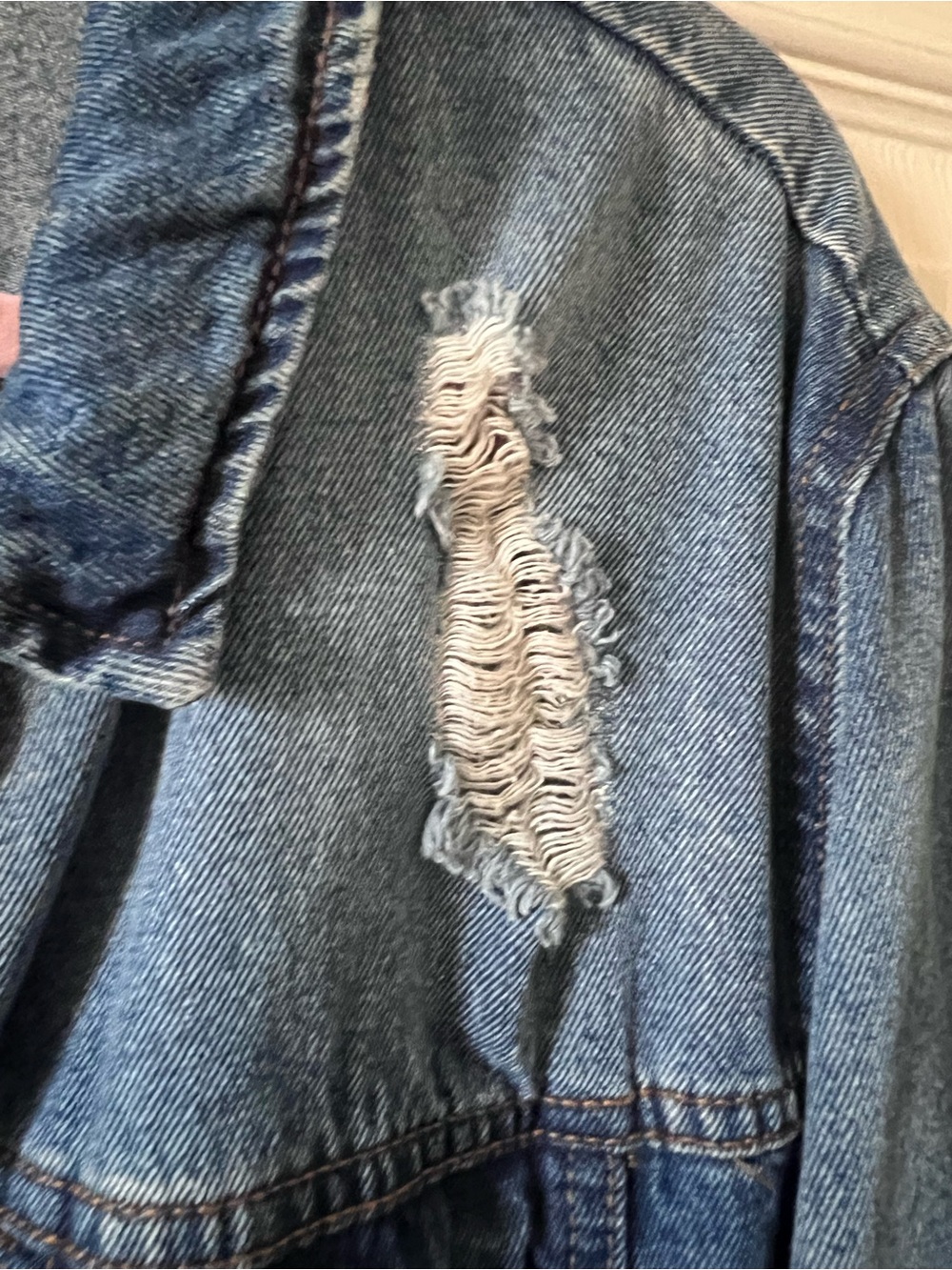 bp Upcycled Hand Painted Astronaut Space Denim Distressed Jacket Medium NWOT - Picture 4 of 10